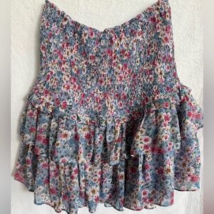 Entro Multicolor Floral Ruffled Skirt NWOT